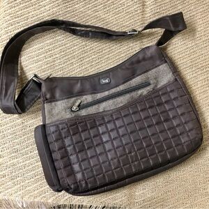 ‼️SOLD‼️Lug Chocolate Brown Messenger Travel Unisex Bag with Quilted Texture